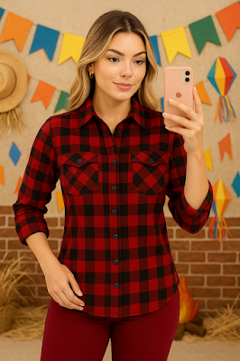 blusas xadrez feminina